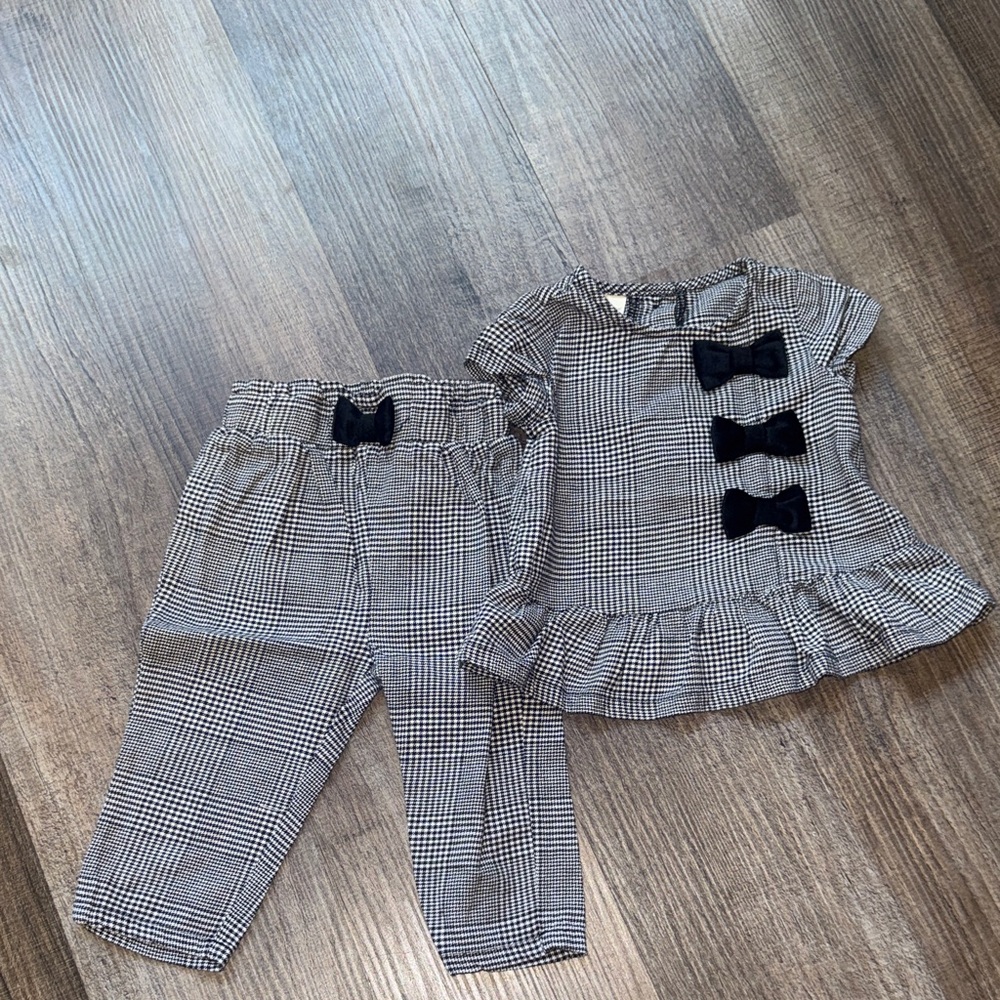 First Impressions Black & White Plaid Girls Two-Piece Bottoms Set